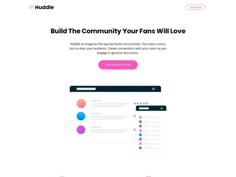 Huddle Landing Page with Curved Sections