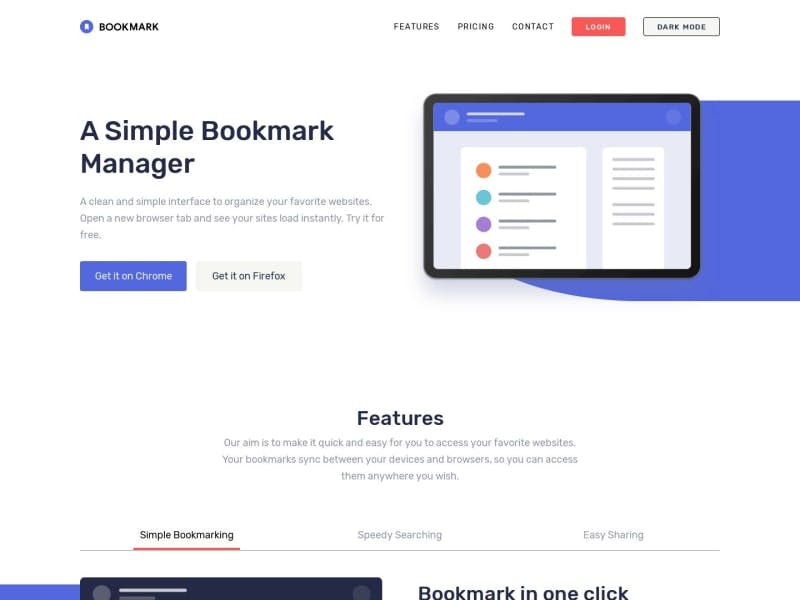 Bookmark Landing Page